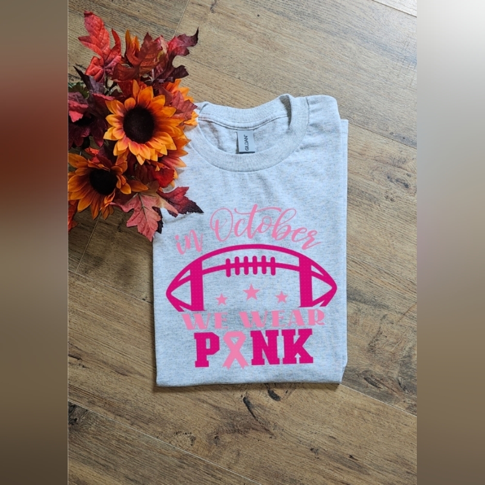 Im October We Wear Pink Trendy Football Tee